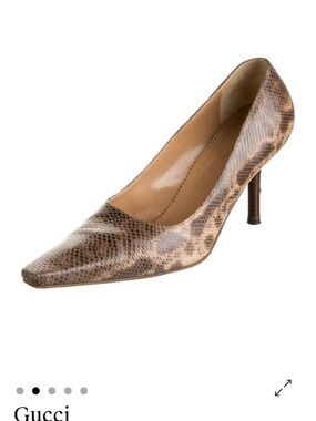 Gucci Tan and Brown Snakeskin Pointed-Toe Pump